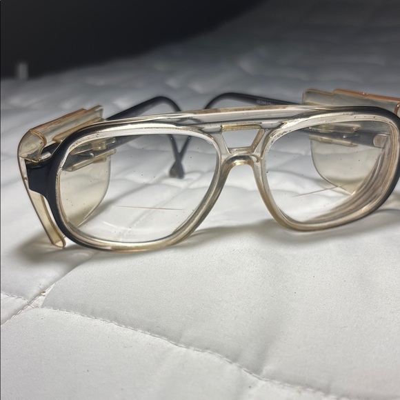 Vintage Hilco Aden Aviator Black and Tan Glasses with Detachable Side Shields - Picture 1 of 13